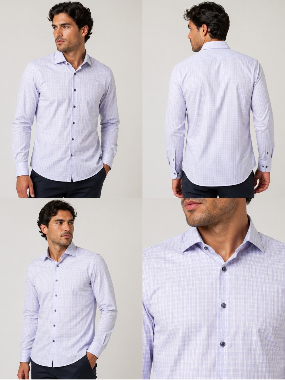 Mel Gambert Purple Check Dress Shirt Button Down Long Sleeve